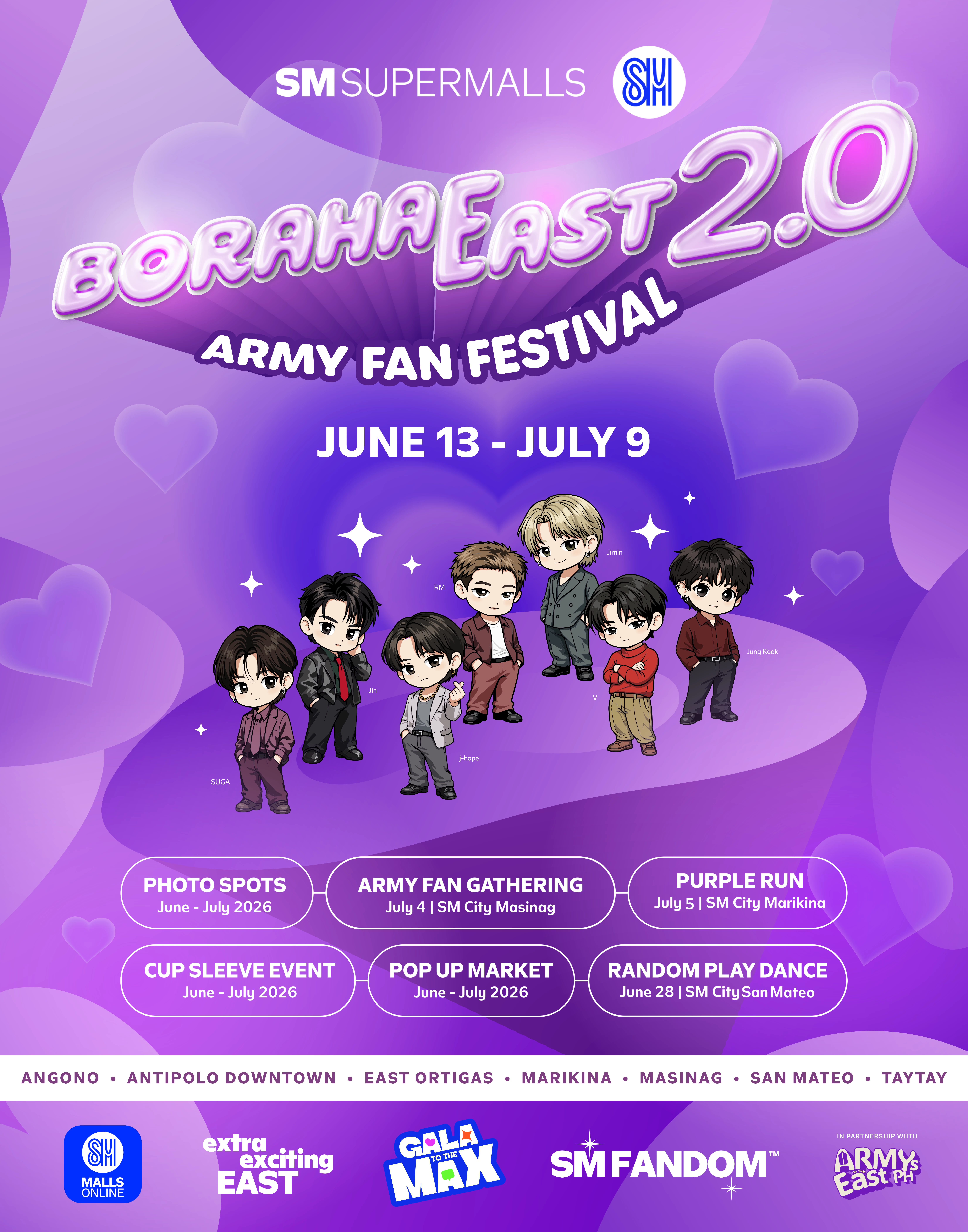 SM Malls in the East celebrate BorahaEast 2.0 ARMY Fan Festival on June 13 to July 9