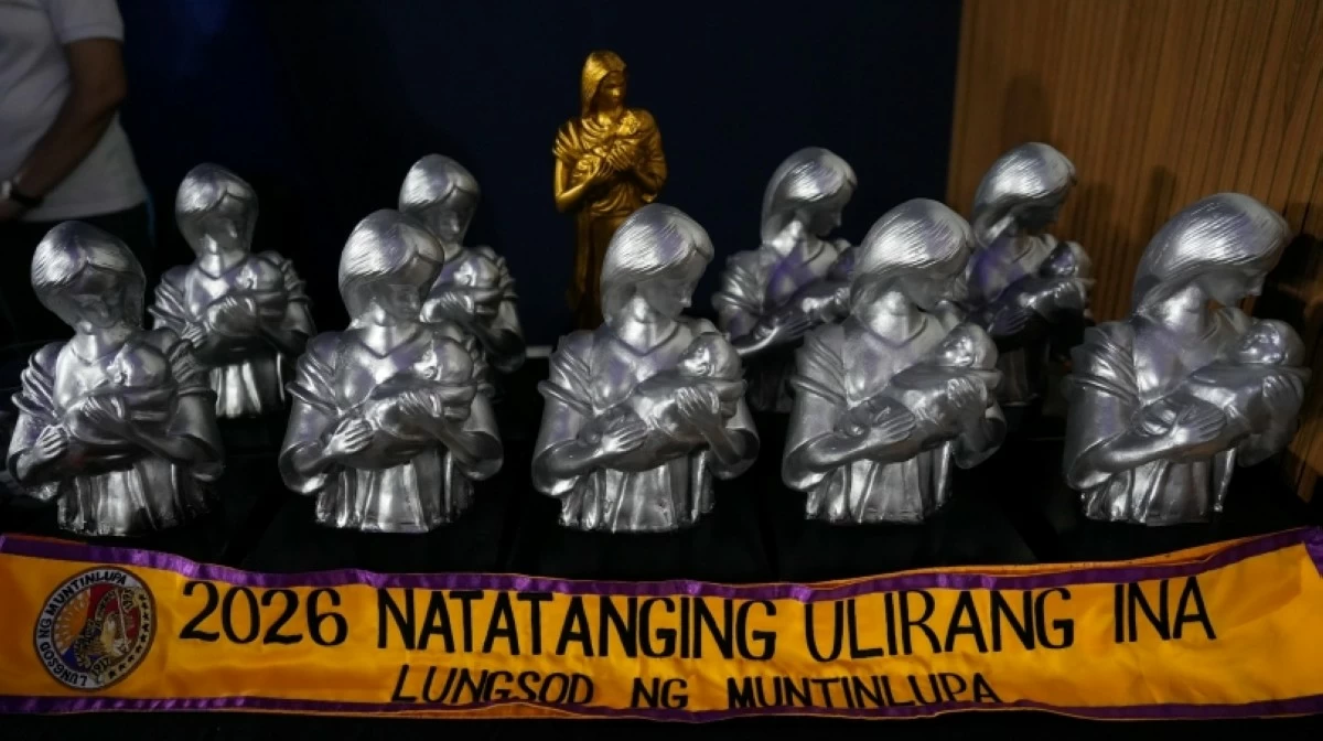 The trophies for the Gawad Ulirang Ina 2026 search in Muntinlupa (Photo from Muntinlupa PIO) 