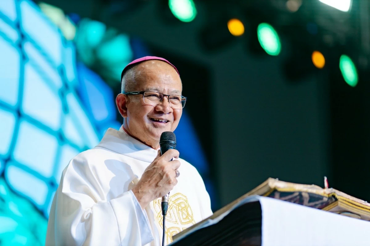 Most Rev. Narciso V. Abella, MSC, D.D., Bishop of Romblon, delivers the homily during the 2025 Clergy-Lay Congress. (Couples for Christ)