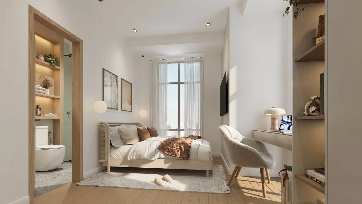 Master bedroom of two-bedroom unit