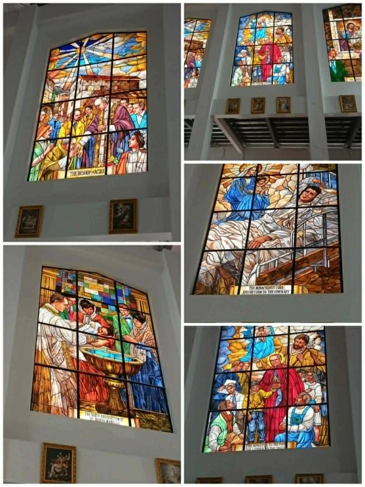Stained glasses depicting the major timeline in Saint Joseph Marello's life form part of the church's wall (Photo by Nel Andrade/Manila Bulletin)