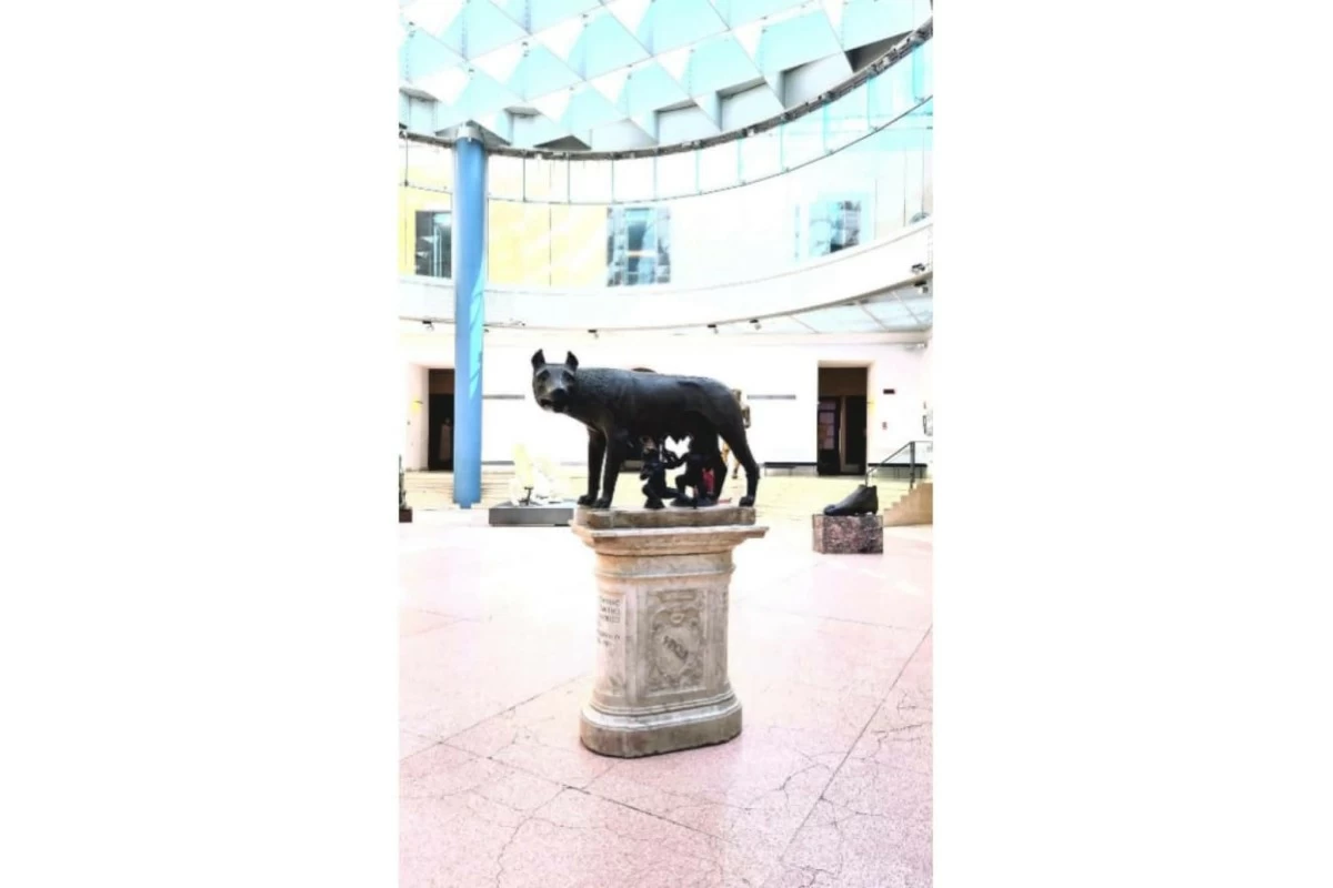 The Capitoline Wolf, an ancient Etruscan sculpture to which Romulus and Remus, the mythical founders of Rome, were added as part of the legend of the two brothers.