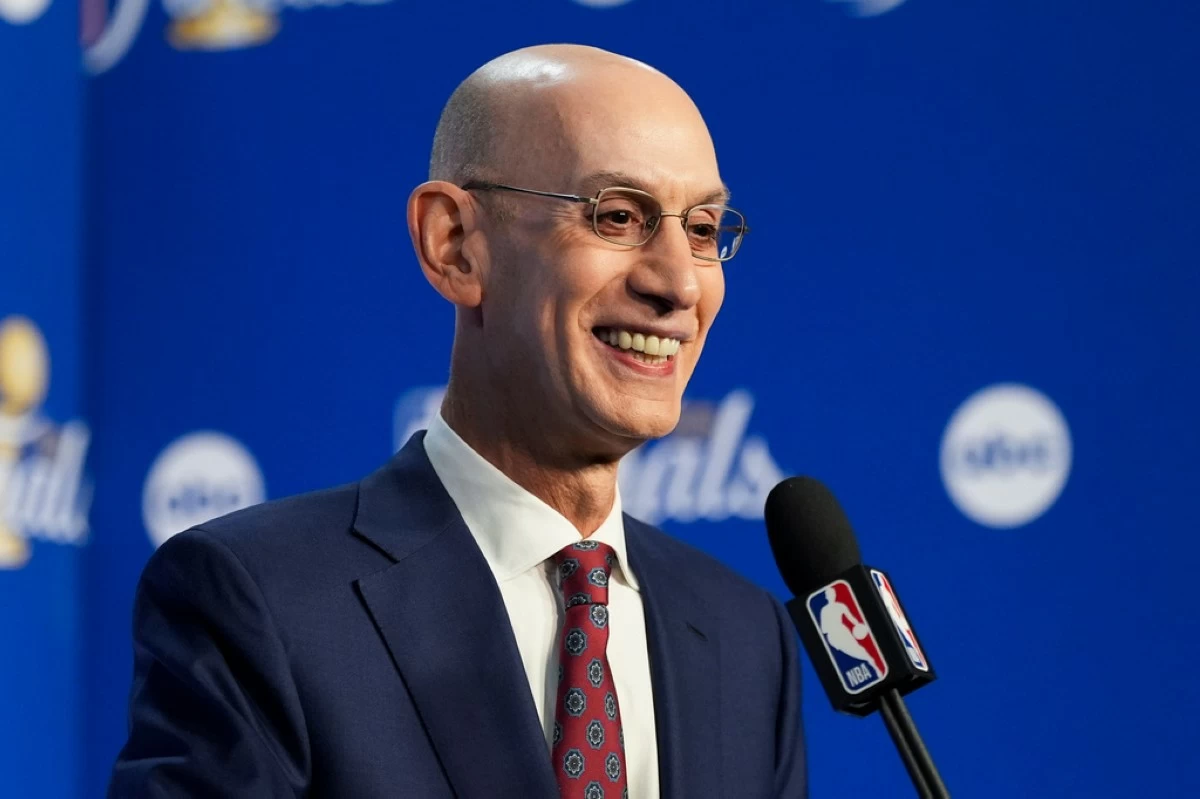 NBA Commissioner Adam Silver speaks prior to Game 1 of the NBA Finals basketball series between the New York Knicks and the San Antonio Spurs, Wednesday, June 3, 2026, in San Antonio. (AP Photo/Eric Gay)