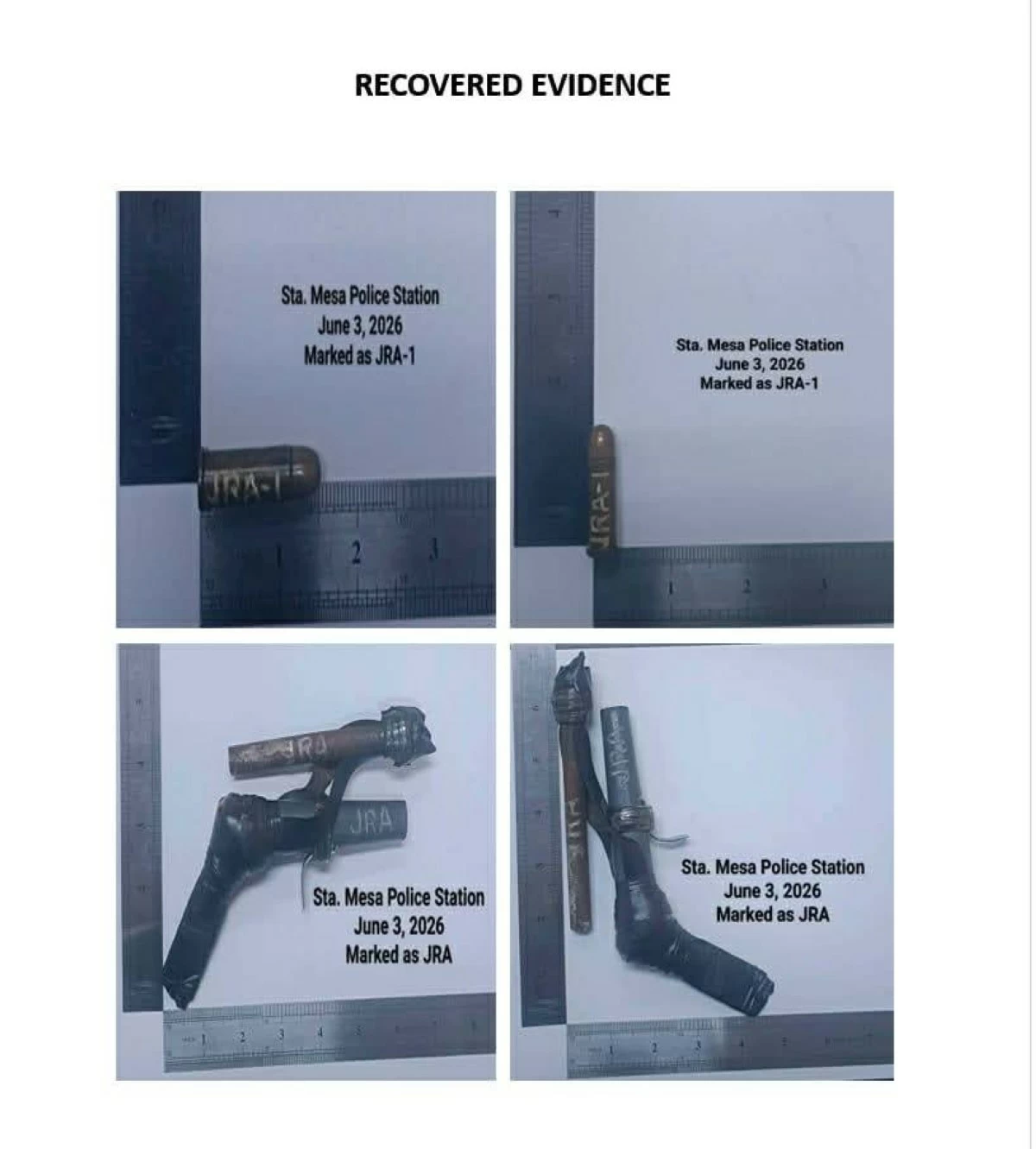Improvised firearm and ammunition seized by police in Sta. Mesa, Manila. (Photo from MPD)