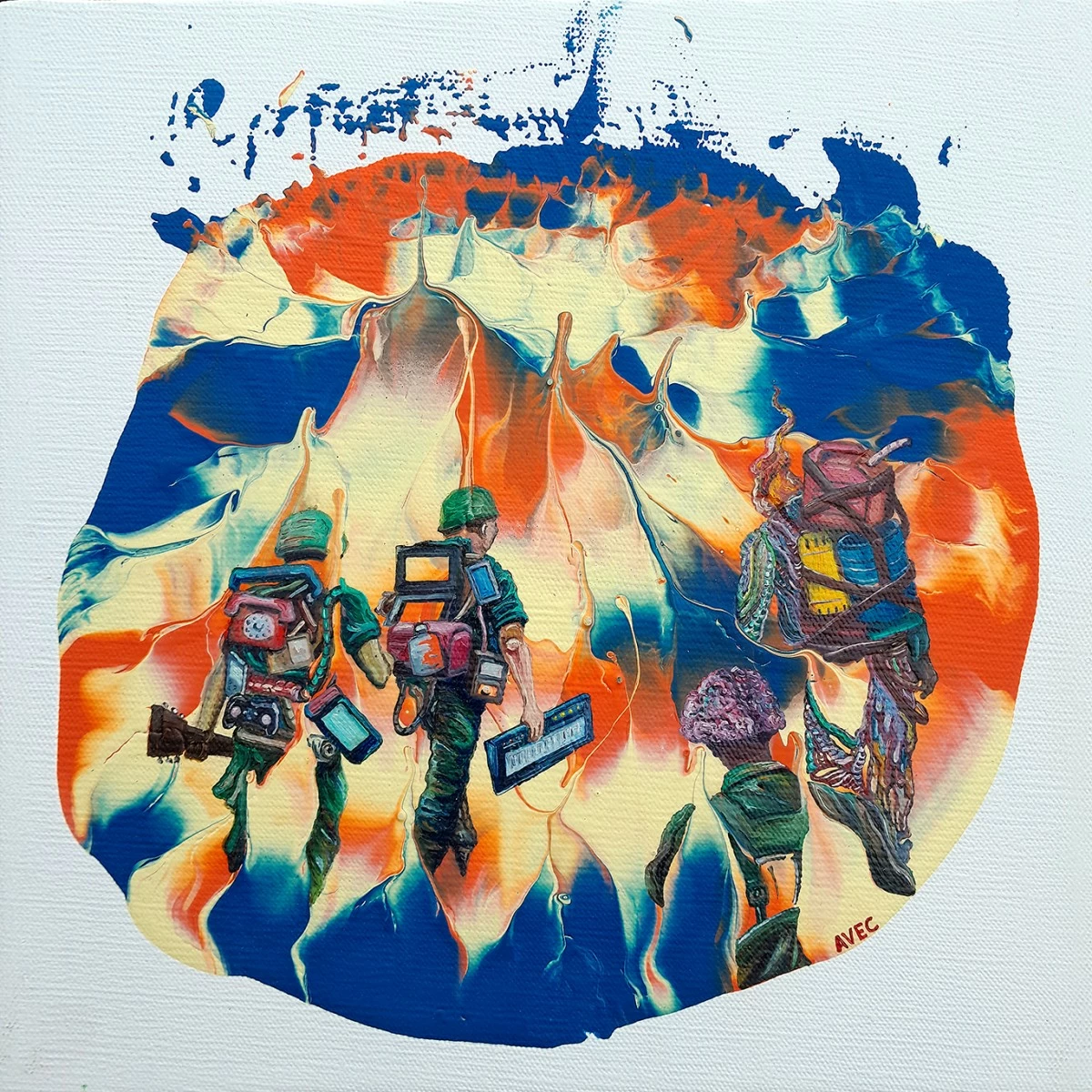 'MAGANDANG UMAGA 'NAM,' enamel, and oil on canvas, 12 x 12 inches, Ana Verayo and Ernest Concepcion, 2026