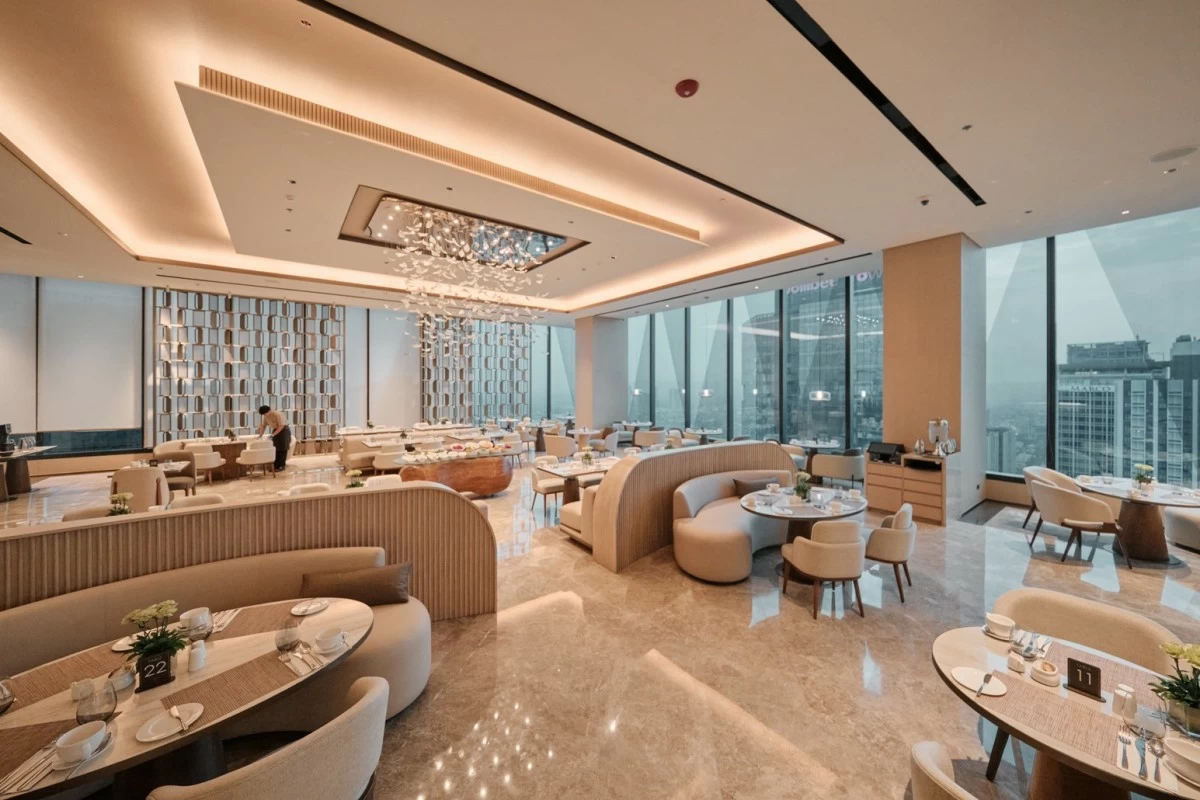 AC Kitchen, the hotel’s all-day dining destination serving European and Filipino flavors in a refined contemporary setting.