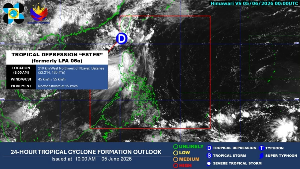 Satellite image of Tropical Depression Ester (PAGASA)