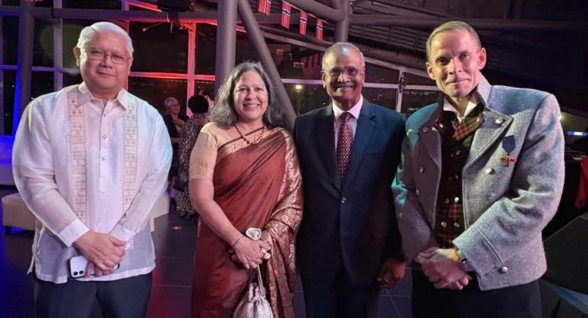 Secretary Dante “Klink” Ang II of the Commission on Filipinos Overseas, Mme. Smt. Vandana Jain, Ambassador Shri Harsh Kumar Jain of the Embassy of India, and Ambassador Christian Halaas Lyster