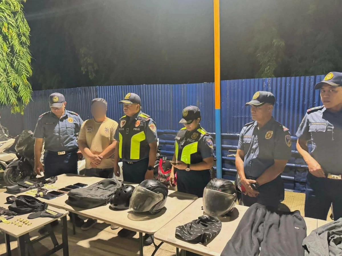 Personnel of the Eastern Police District seize several suspected carnapped vehicles, along with helmets and balaclavas linked to alleged members of a carnapping group. (Photos from EPD)
