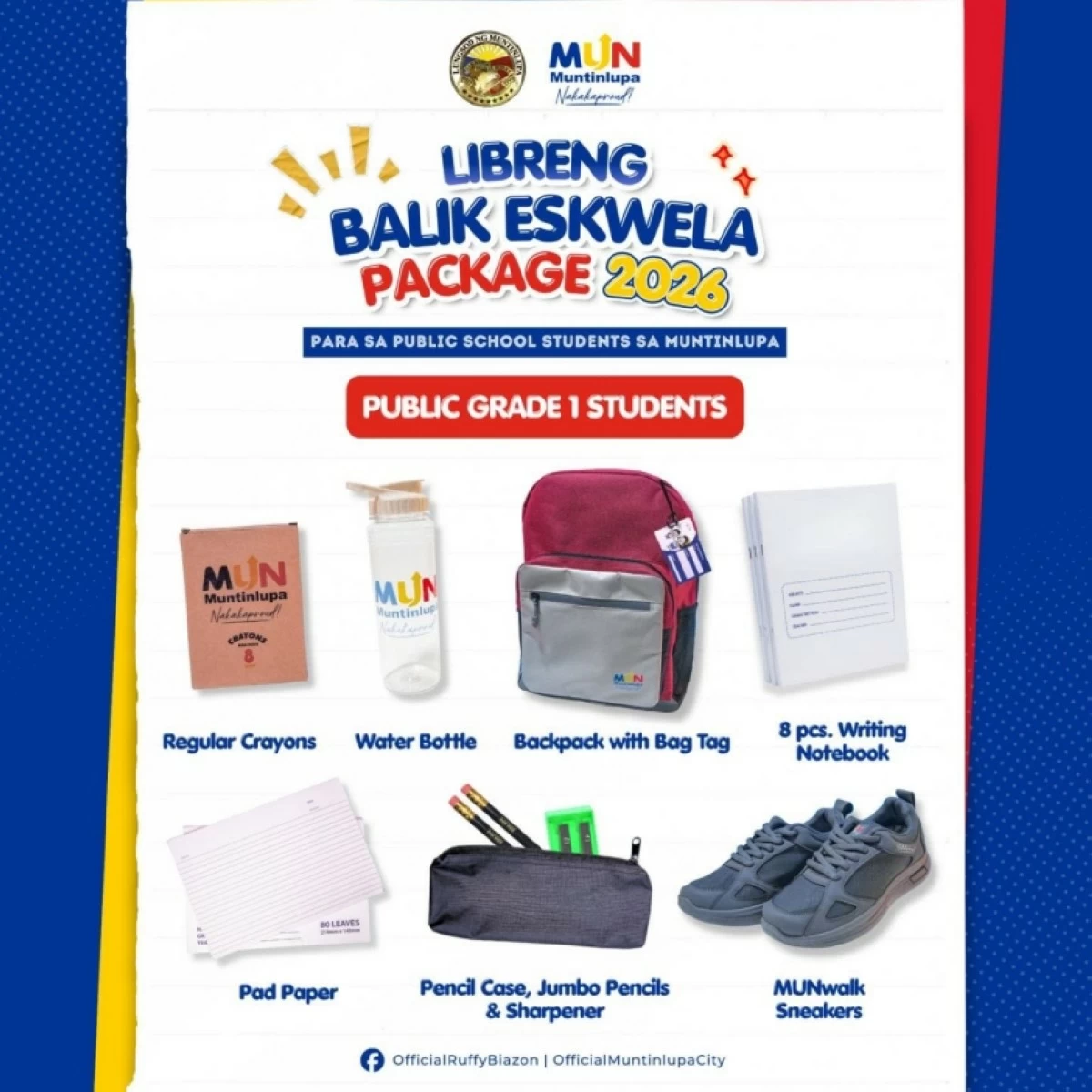 The Muntinlupa City government's Balik Eskwela Package 2026 (Photo from Muntinlupa PIO) 