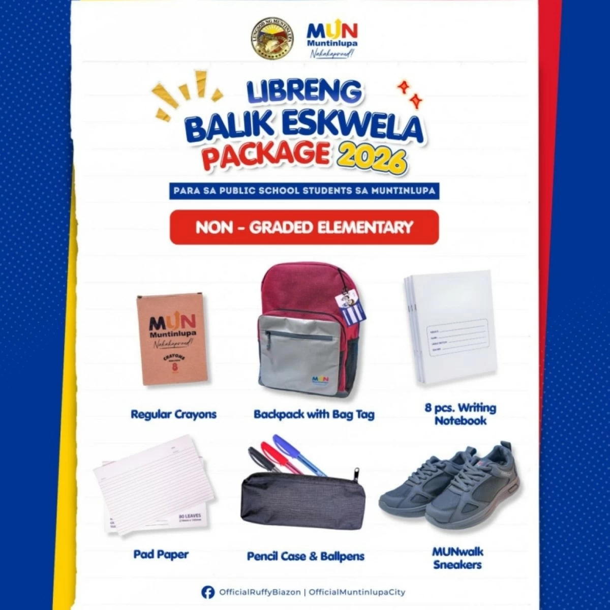 The Muntinlupa City government's Balik Eskwela Package 2026 (Photo from Muntinlupa PIO) 