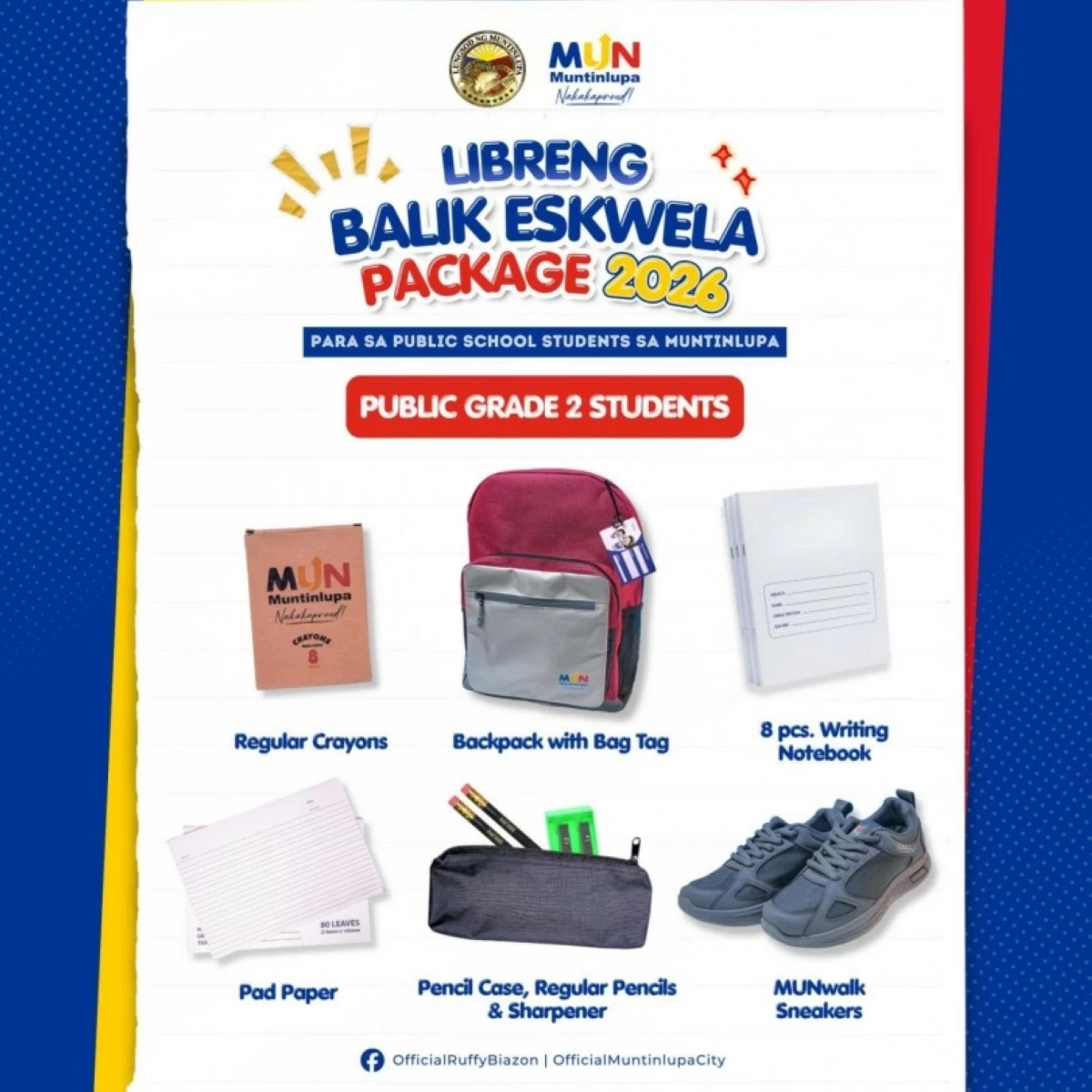 The Muntinlupa City government's Balik Eskwela Package 2026 (Photo from Muntinlupa PIO) 