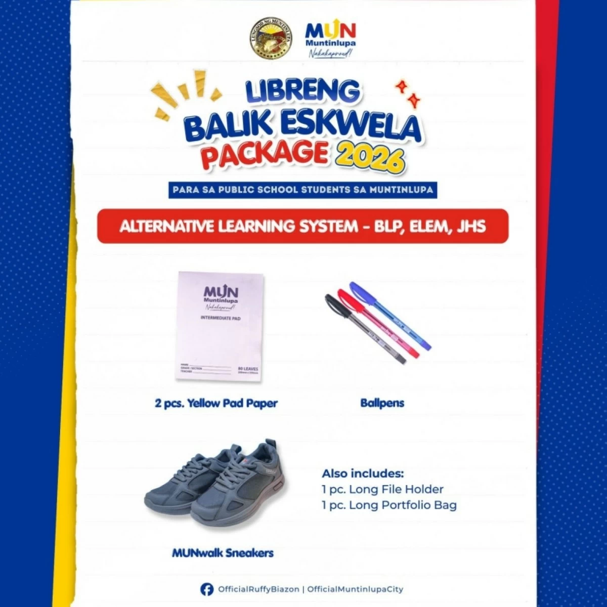 The Muntinlupa City government's Balik Eskwela Package 2026 (Photo from Muntinlupa PIO) 