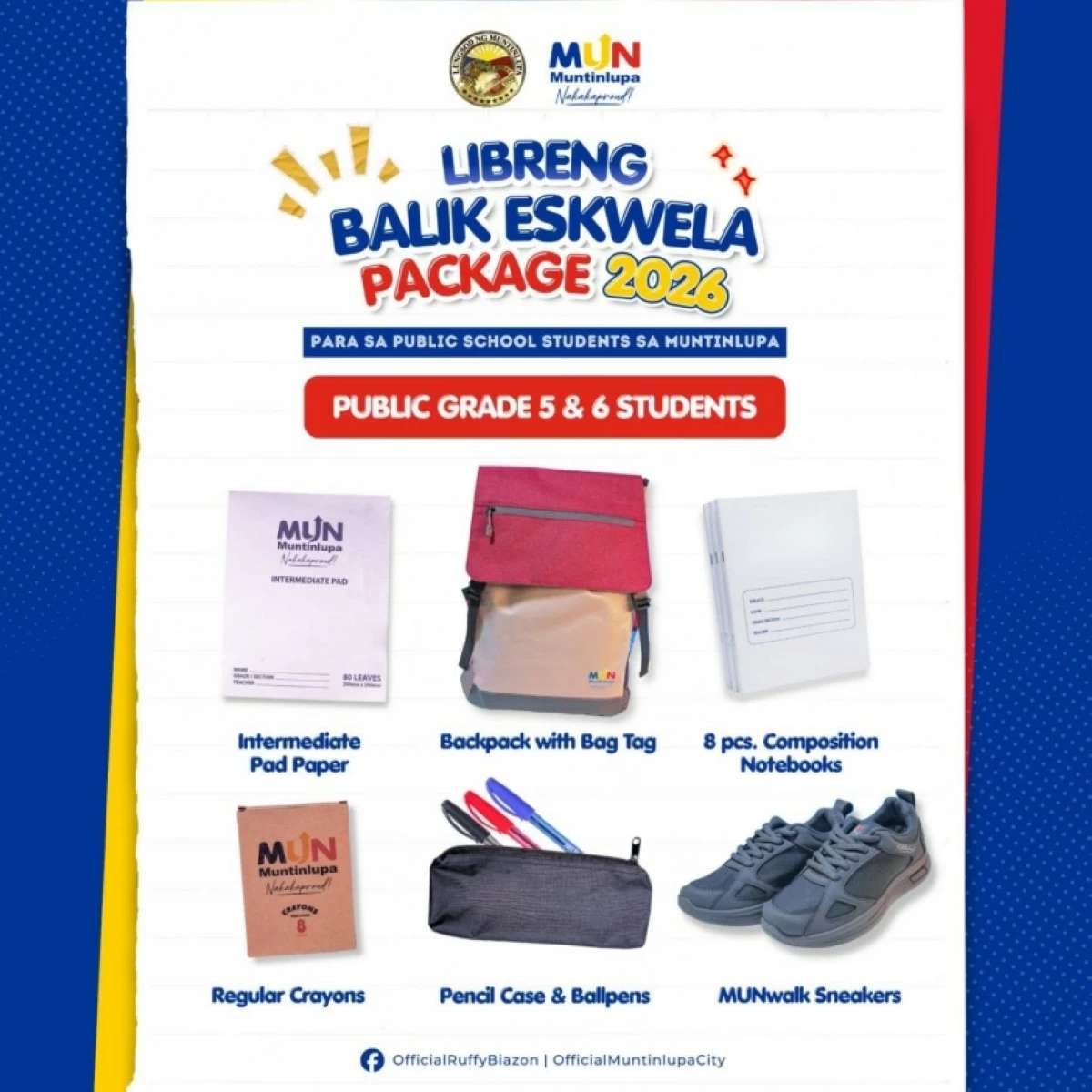 The Muntinlupa City government's Balik Eskwela Package 2026 (Photo from Muntinlupa PIO) 