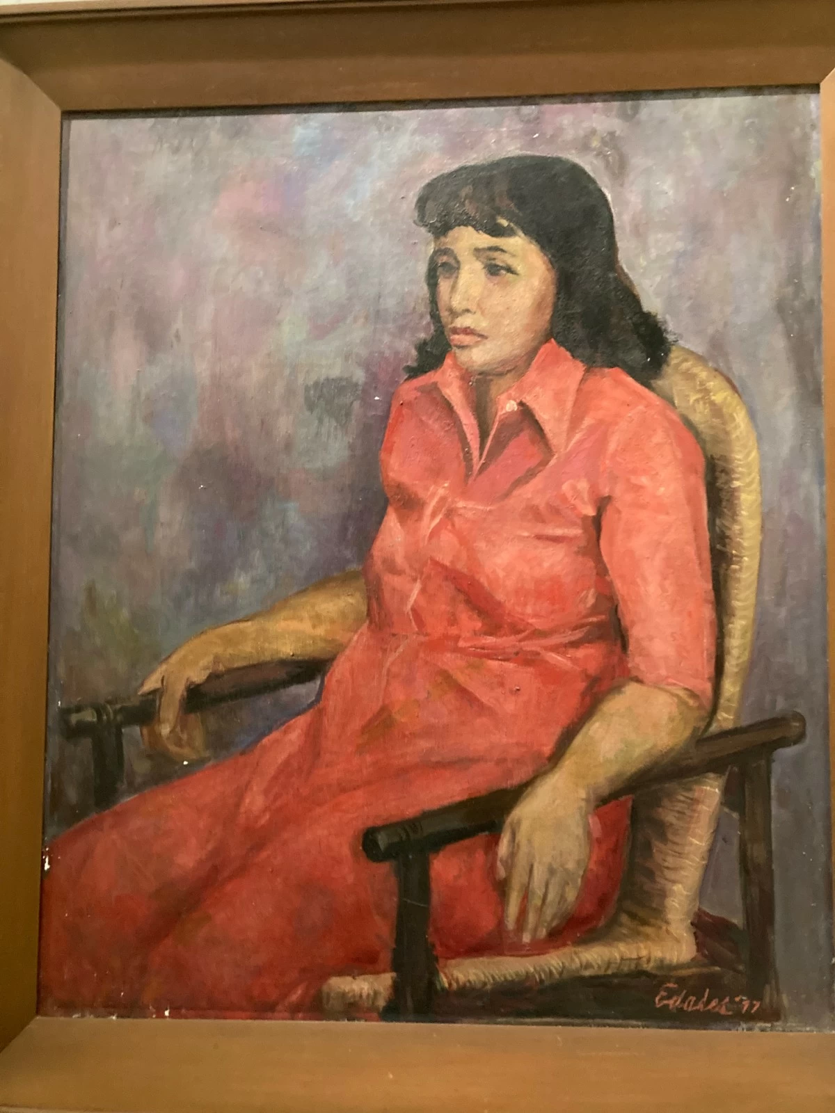 'JOAN IN A RED DRESS,' oil on canvas, Victorio Edades, 1977