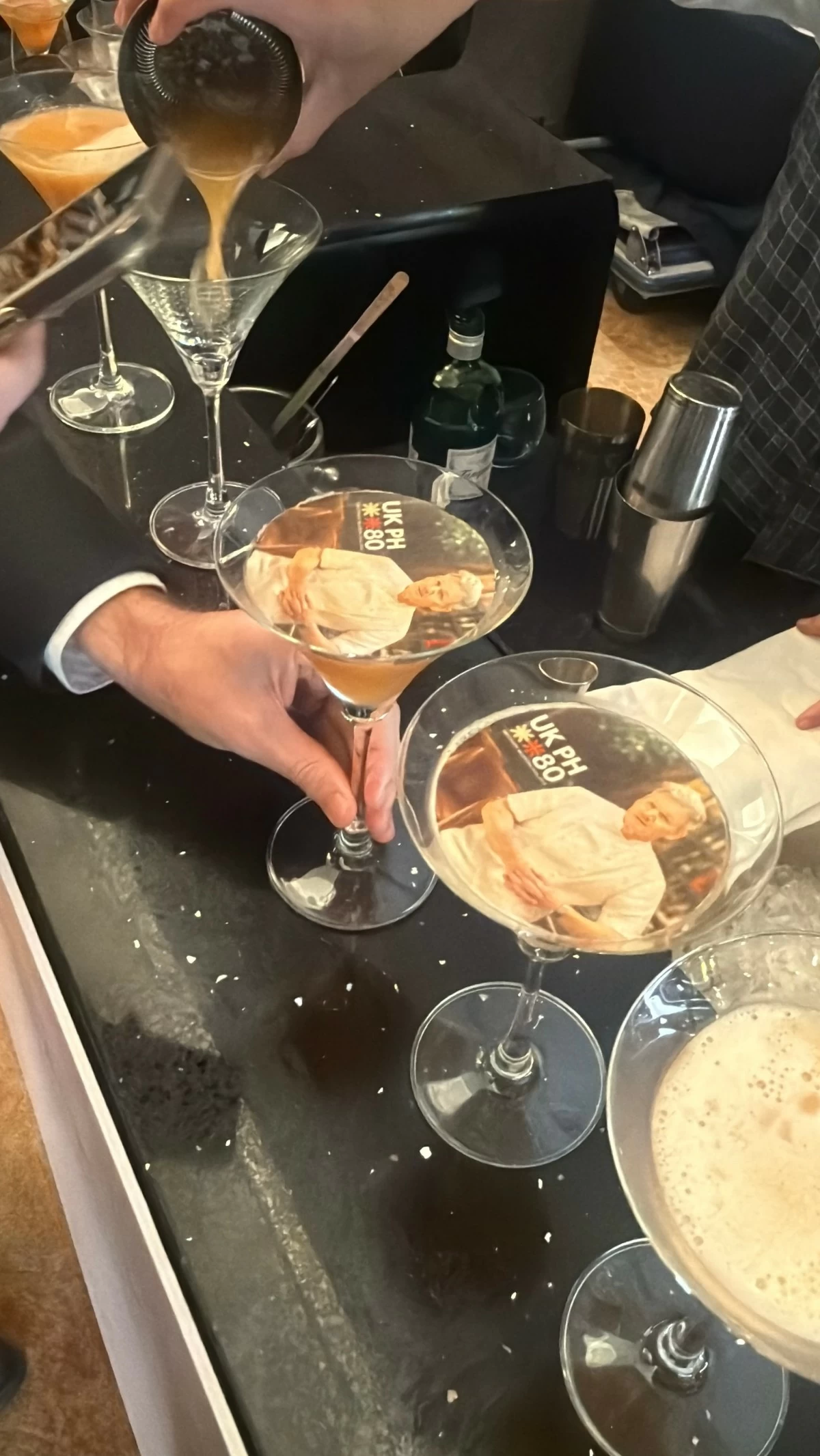 Cocktails featuring British chef Gordon Ramsay’s likeness were served. They also bore the logo for the 80 years of diplomatic relations between the Philippines and the UK.
