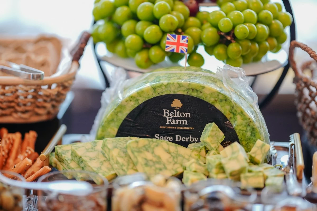 An assortment of British cheeses highlighted the rich culinary heritage and craftsmanship of the United Kingdom.