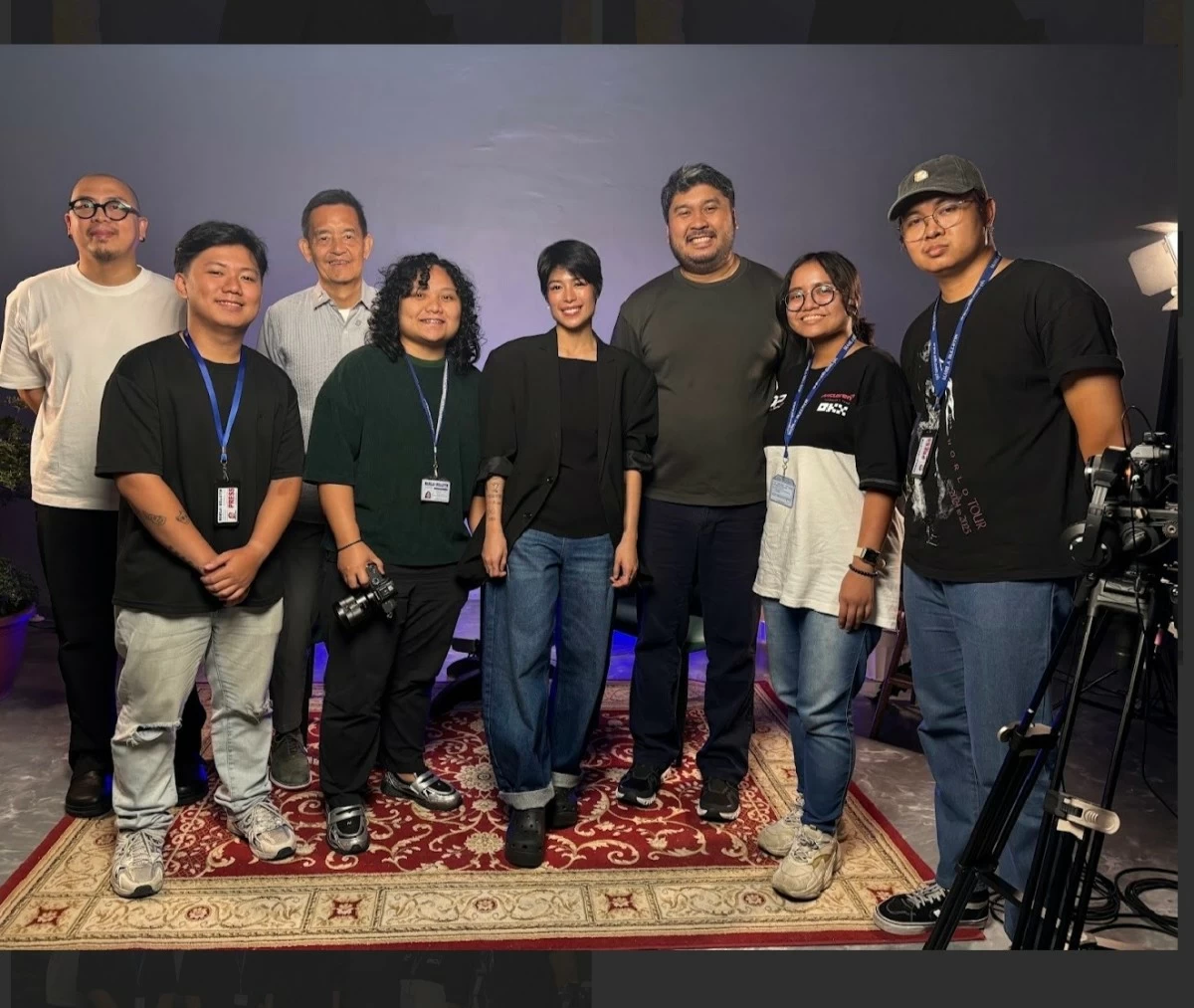 The MB video team with Gigi de Lana (center); and at the far left, her manager, Volter John, at Gigi’s Tritone Studios. 