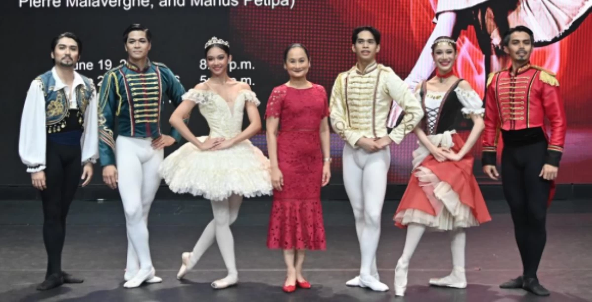 READY TO SHINE (From left) Ballet Manila principal dancers Romeo Peralta and Mark Sumaylo, soloist Shamira Drapete, Ballet Manila CEO Lisa Macuja-Elizalde, soloist Jos David Andes, principal dancer Abigail 