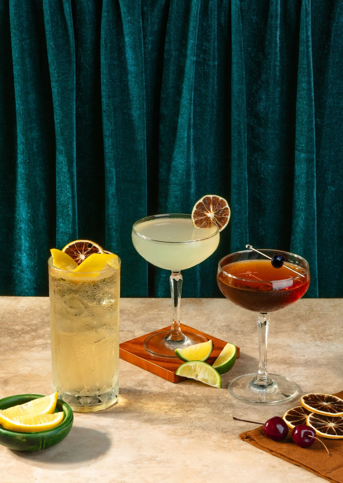 Whisky Highball, Daiquiri, and Manhattan