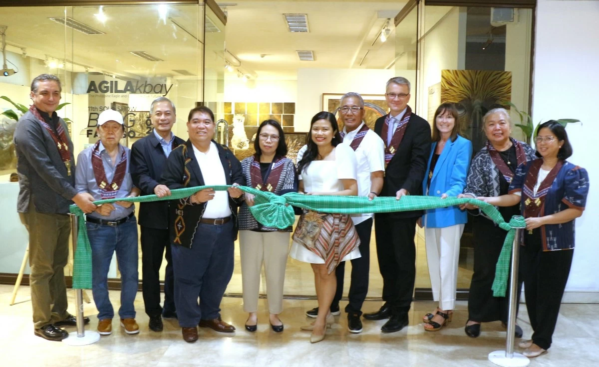 OPENING DAY (From left) National Museum of the Philippines director-general Jeremy Barns, Maestro Fernando Sena, former CCP president Nestor Jardin, NCCA deputy executive director for operations Bernan Joseph Corpuz, Department of Foreign Affairs assistant secretary Raquel Solano, the artist Bing Famoso, Philippine Eagle Foundation Executive Director Dennis Salvador, the Czech Republic Ambassador His Excellency Karel Hejč, Irish Ambassador Emma Hickey, DENR-BMB assistant director Marigs Laririt, NCCA chief of the program management division Renee Talavera