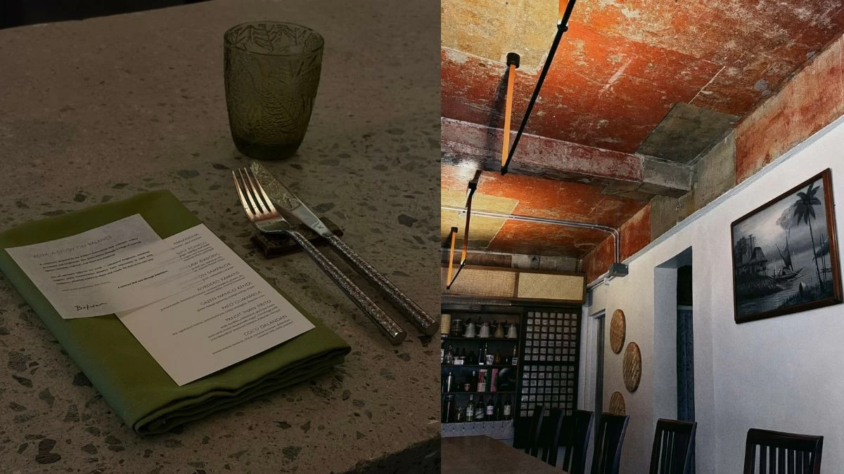 HOME IS WHERE THE TABLE IS The stone tasting table, rustic benches and unfinished ceilings evoke the warmth of a provincial Filipino home (Photo: Bakuran Tasting Club)