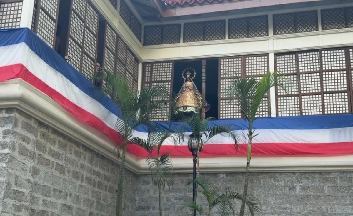 The image of the Our Lady of Peace and Good Voyage is seen from the window of the Rizal Shrine in Calamba on June 17 (Photo from Antipolo Cathedral's Facebook page)