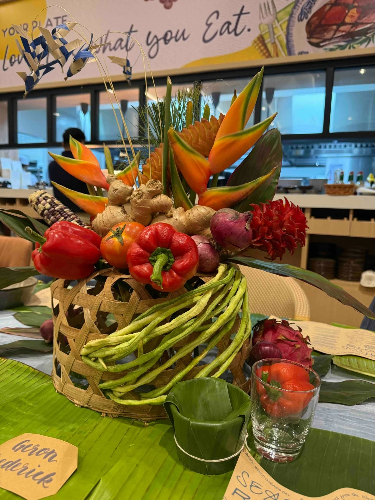 FARM FRESH - The table decor was sourced from local farmers and featured fish baskets from women artisans from Bulacan (Photo Yvette Tan)