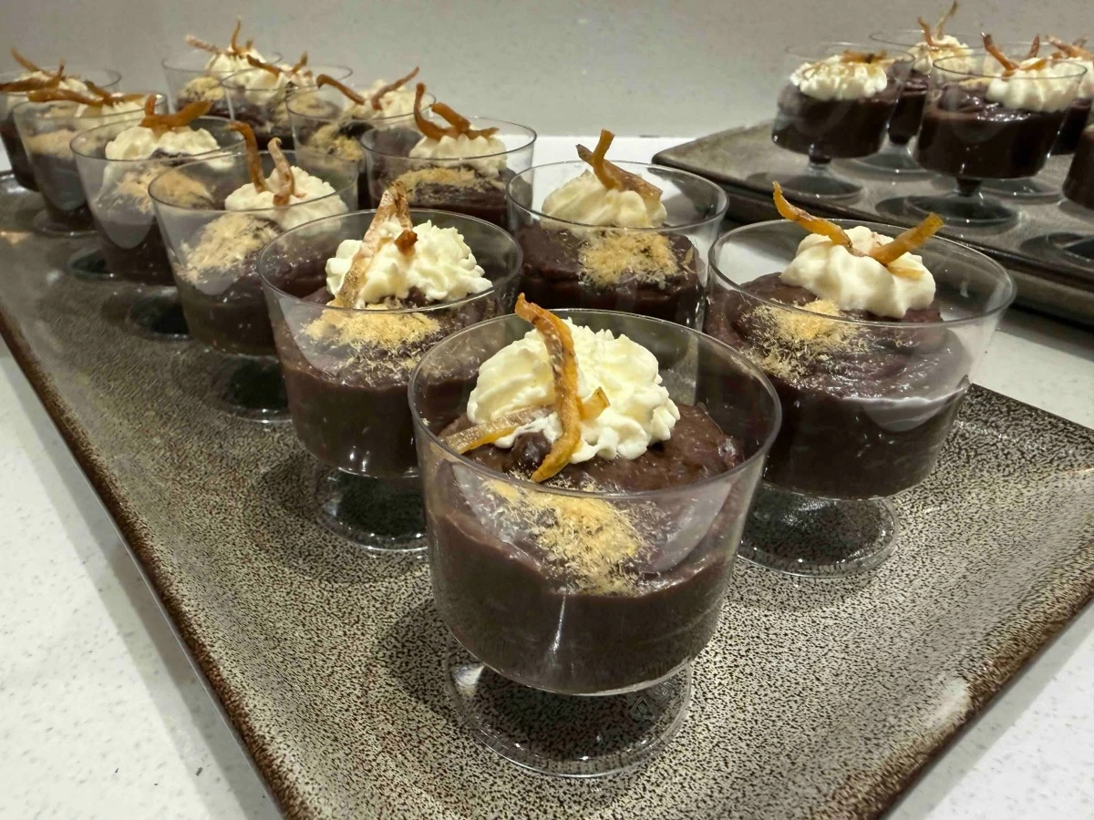 Champorado pudding with dried tabagak, jeprox, and latab
 (Photo Yvette Tan)
