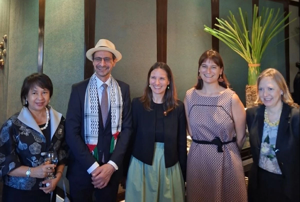 Ambassador Makawadee Sumitmor of theThai Embassy with Ambassador Mounir Anastas, Ambassador Marie Fontanel of the French Embassy, Ambassador Vladislava Iordanova of the Belgian Embassy, and Ambassador Anna Ferry of the Swedish Embassy
