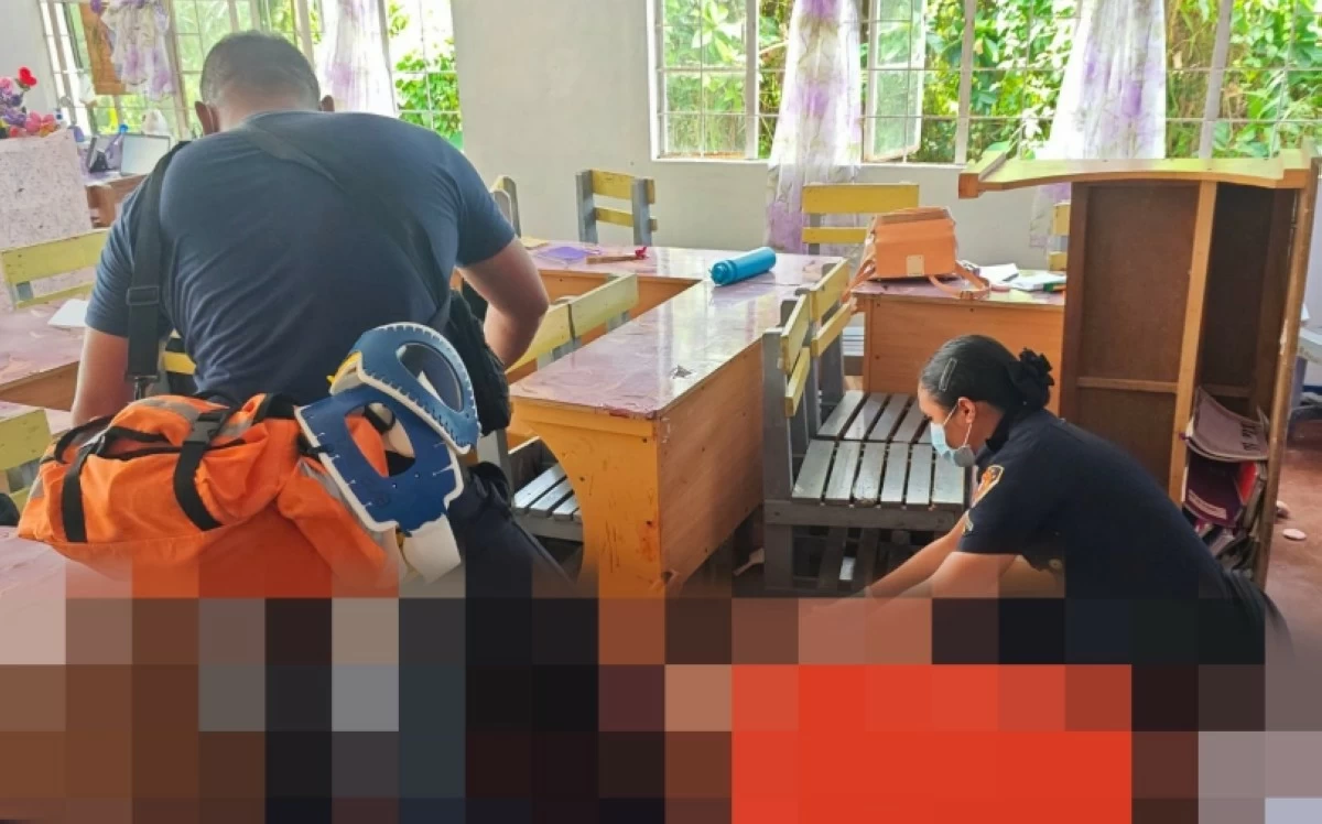 Tacloban City Fire Station personnel inside the school (Photo from the Tacloban City Fire Station’s Facebook page)
