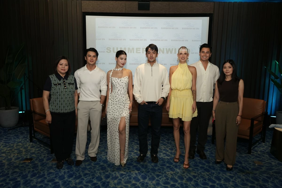 BlueWater Day Spa President and CEO Mary Simisim and Operations Manager Nancy Go join the brand's celebrity endorsers during the Summer Unwind event at BlueWater Day Spa Eton Greenhills.