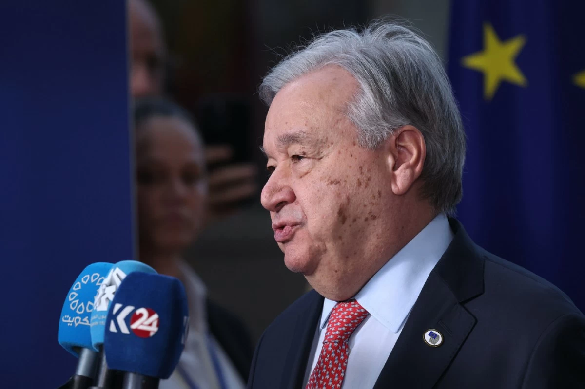 FILE - United Nations Secretary-General Antonio Guterres delivers a statement during a media conference at the EU summit in Brussels, March 19, 2026. (AP Photo/Omar Havana, File)