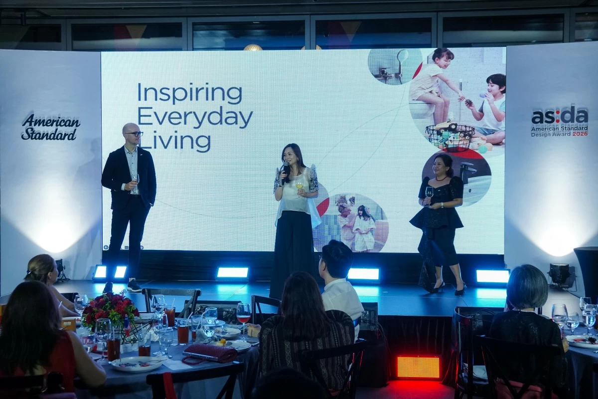 Antoine Besseyre des Horts, leader, Global Design Asia; Audrey Yeo, leader, LWT APAC; and Liz Cancino, leader, Project Channel, LWT APAC, led the event in support of emerging designers through the American Standard Design Award (ASDA) platform. (Photo: American Standard)