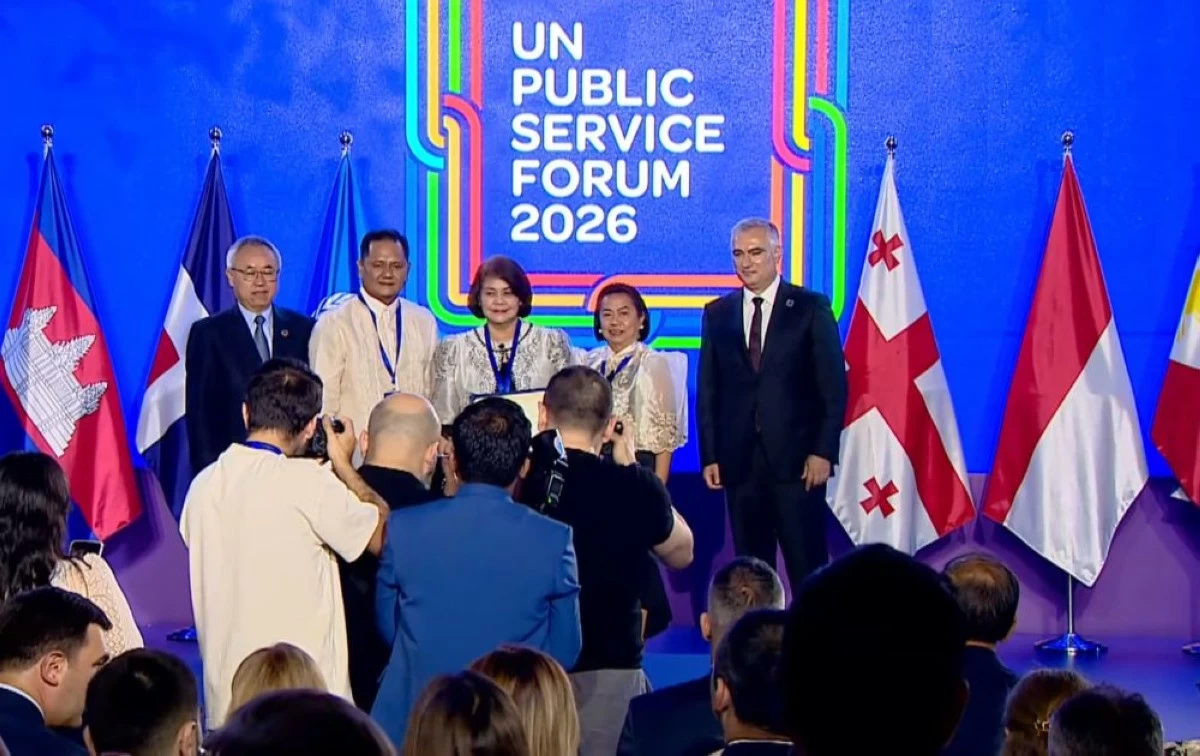 Mayor Dahlia A. Loyola receives the UN Public Service Award for Carmona City’s Holistic Framework for Disability-Inclusive Governance, “Kalingyakap,” in an awarding ceremony in Tbilisi, Georgia, on June 25, 2026 (Screenshot from the UNDESA Public Institutions and Digital Government’s YouTube video/MANILA BULLETIN)