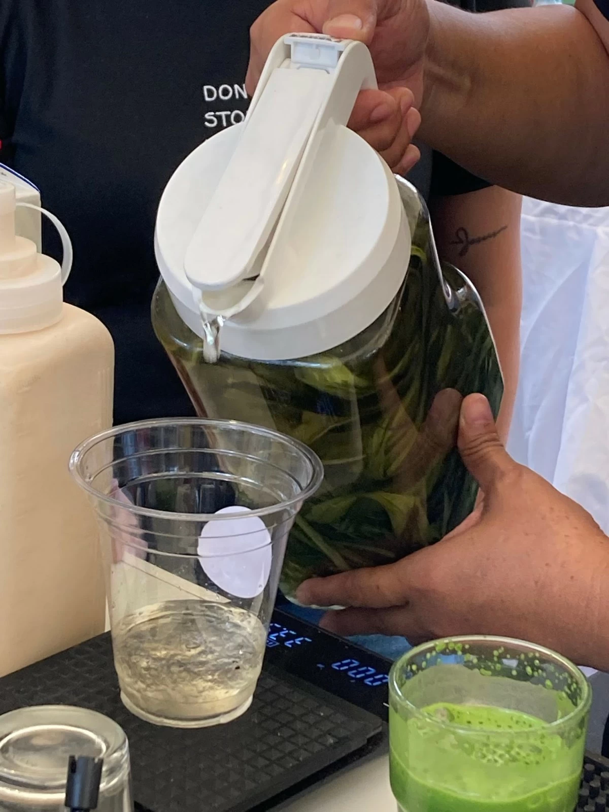 BEHIND THE MAGIC Banana extract, sugar, gulaman, and water are mixed together to create magic water