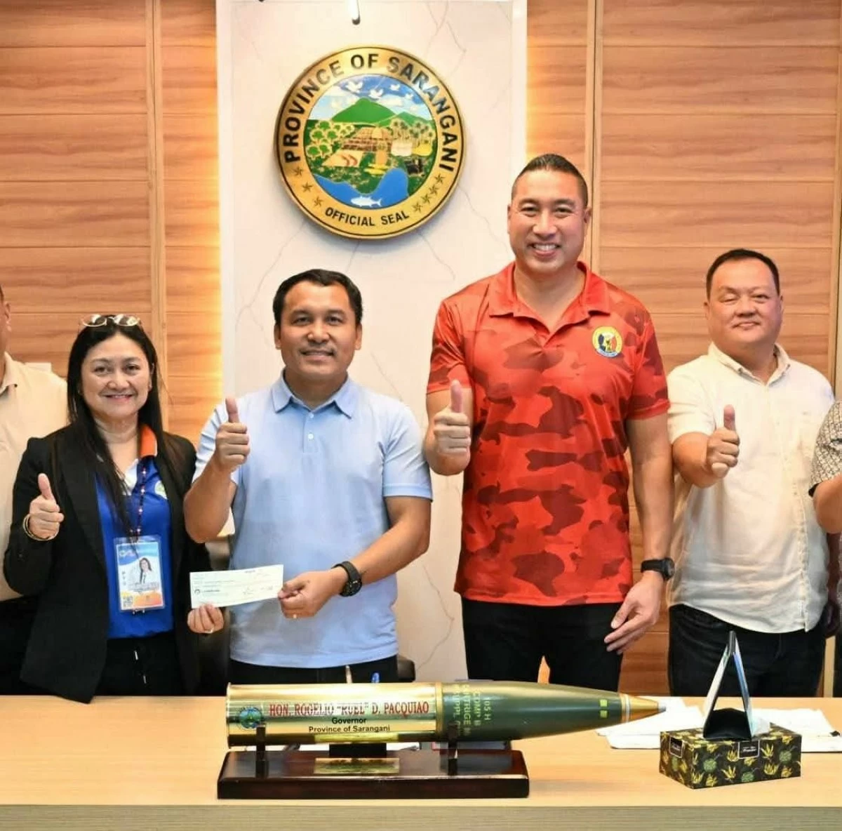 League of Cities of the Philippines National President and San Juan City Mayor Francis Zamora turns over P1 million in financial assistance from the City Government of San Juan to Sarangani Gov. Ruel Pacquiao and Vice Gov. Bogi Martinez in support of the province's ongoing recovery and rehabilitation efforts following the recent earthquake. (Photos from San Juan LGU)