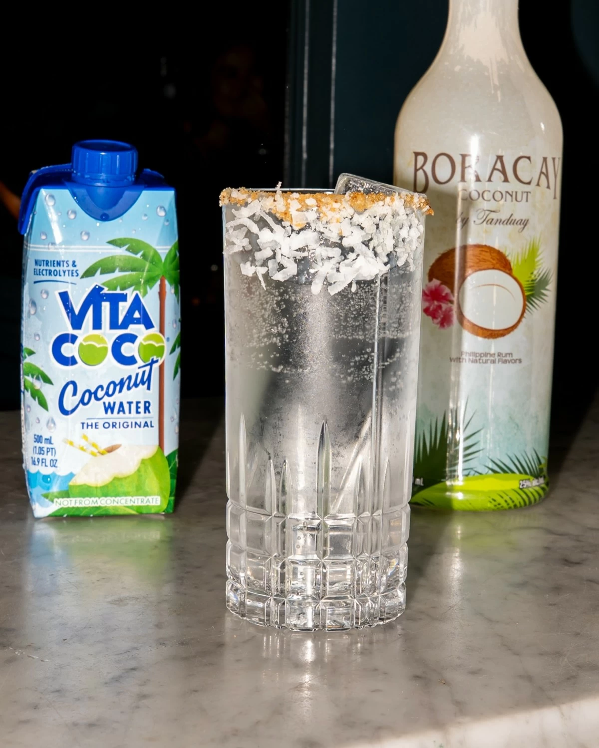 Coconut-based cocktails and coconut-infused dishes served during the exclusive Manhattan dinner.