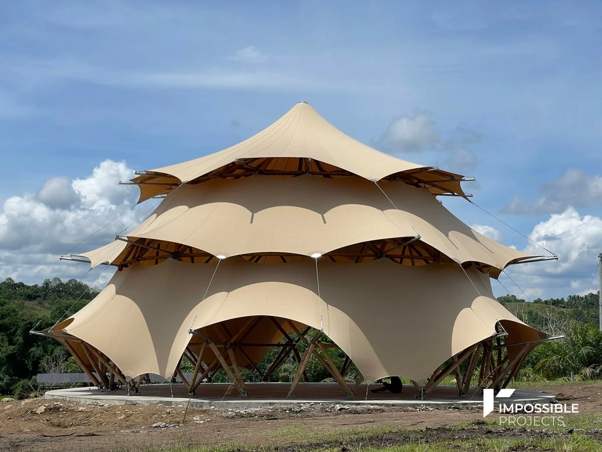 The dome-shaped Banwag Pharos 2024 is made of bamboo, steel, and tensile membrane by Impossible Projects. (Photo: Kawayan Collective)