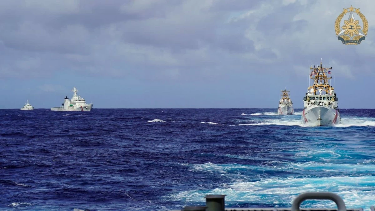 Philippine Coast Guard and United States Coast Guard ships execute coordinated maneuvers in the West Philippine Sea as part of the Bilateral MCA on June 27, 2026. (Photo: Armed Forces of the Philippines)