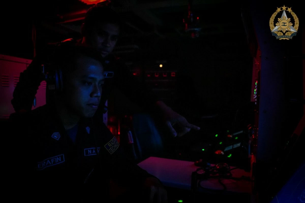 Sailors aboard BRP Antonio Luna (FFG15) monitor the conduct of the Search and Rescue Exercise (SAREX) during the Philippines–United States Bilateral MCA in the West Philippine Sea on June 28, 2026. (Photo: Armed Forces of the Philippines)