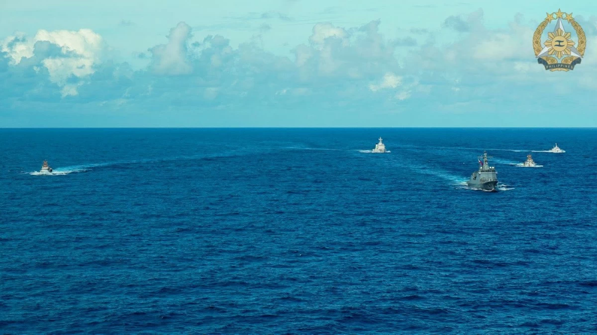 Participating vessels from the Philippines and United States conduct the Division Tactics performing diamond formation led by BRP Antonio Luna (FFG15) during the Bilateral MCA on June 27, 2026. (Photo: Armed Forces of the Philippines)
