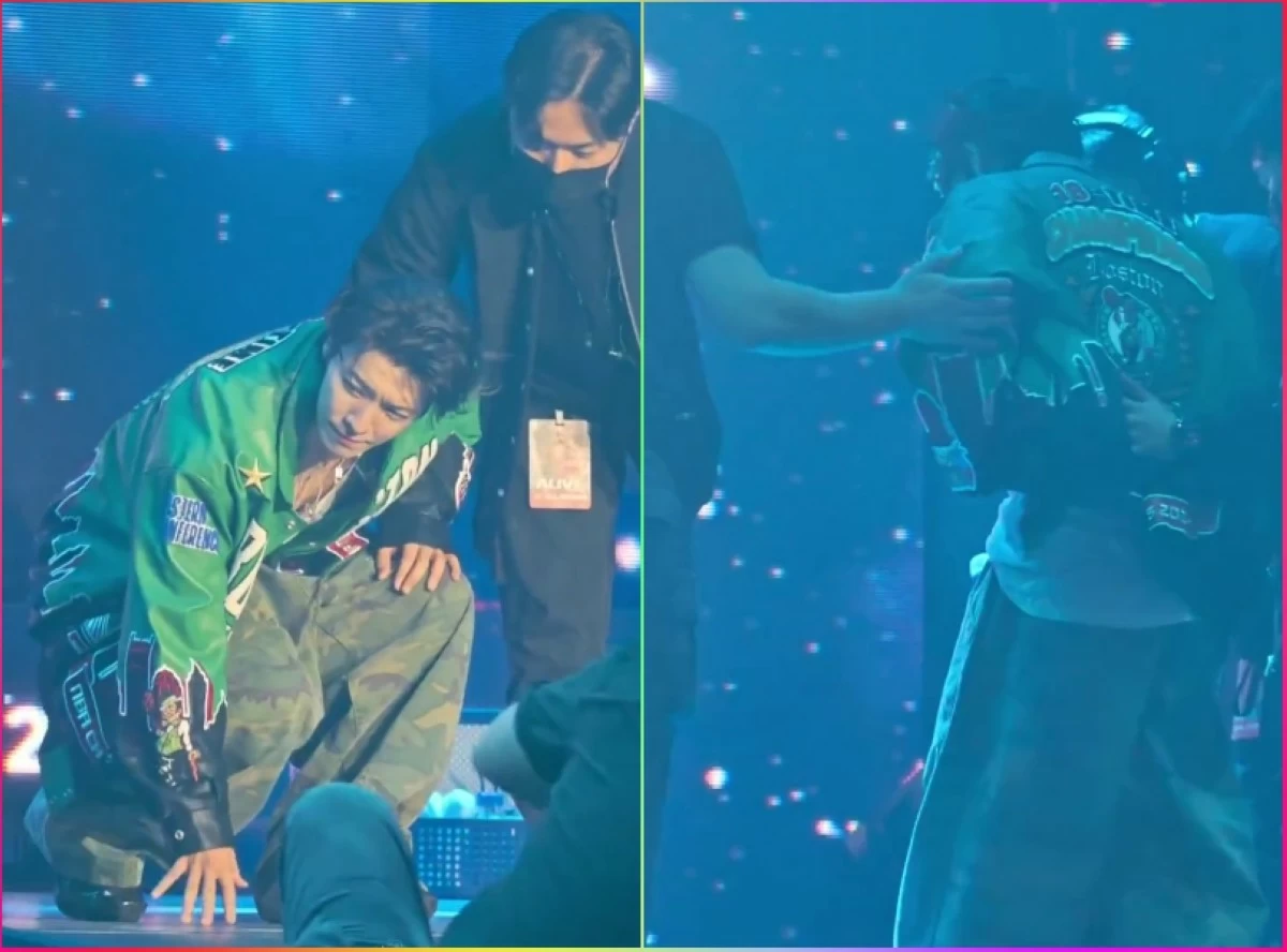 Super Junior's Donghae at his Hong Kong concert (Instagram, screenshots from Mabel's video on X) 