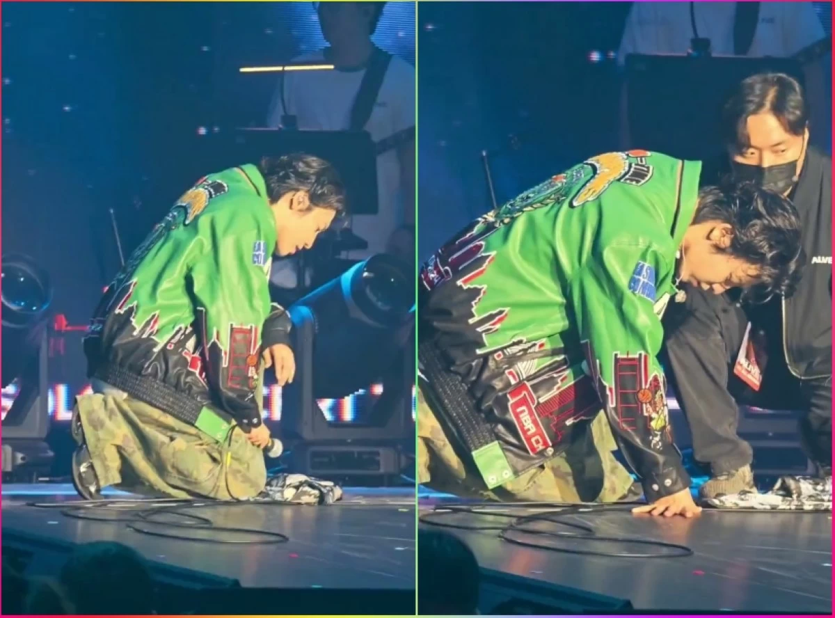 Super Junior's Donghae at his Hong Kong concert (Instagram, screenshots from Mabel's video on X) 