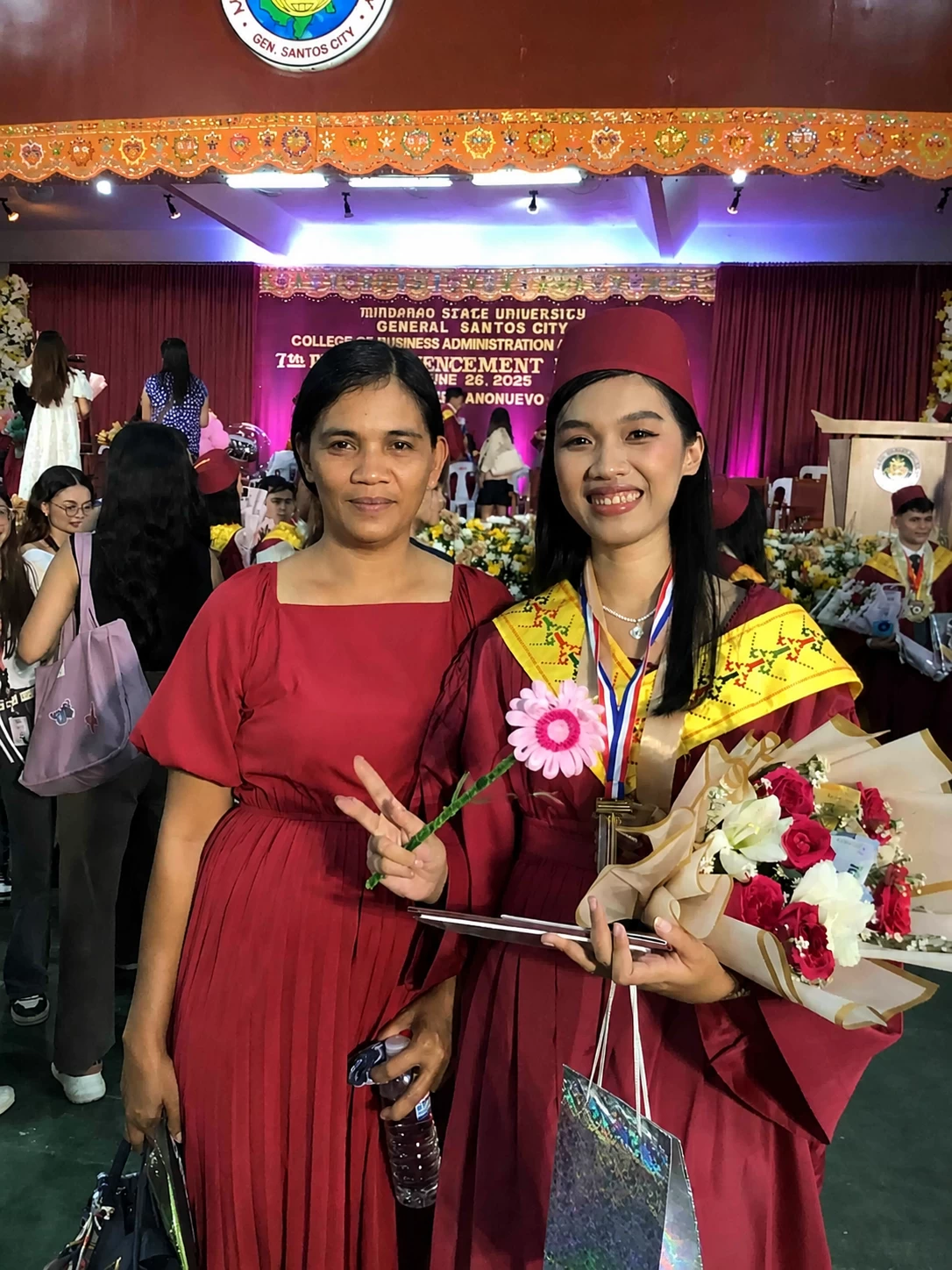 Angle shares a proud moment with her mother, Rosila Bagacay, during the Mindanao State University – General Santos City College of Business Administration and Accountancy Commencement Exercises. Reflecting on her journey as an SM Scholar, Angle expressed that the scholarship has been a source of pride for her family, with her parents constantly reminding her that they were proud of her regardless of the CPALE result. 