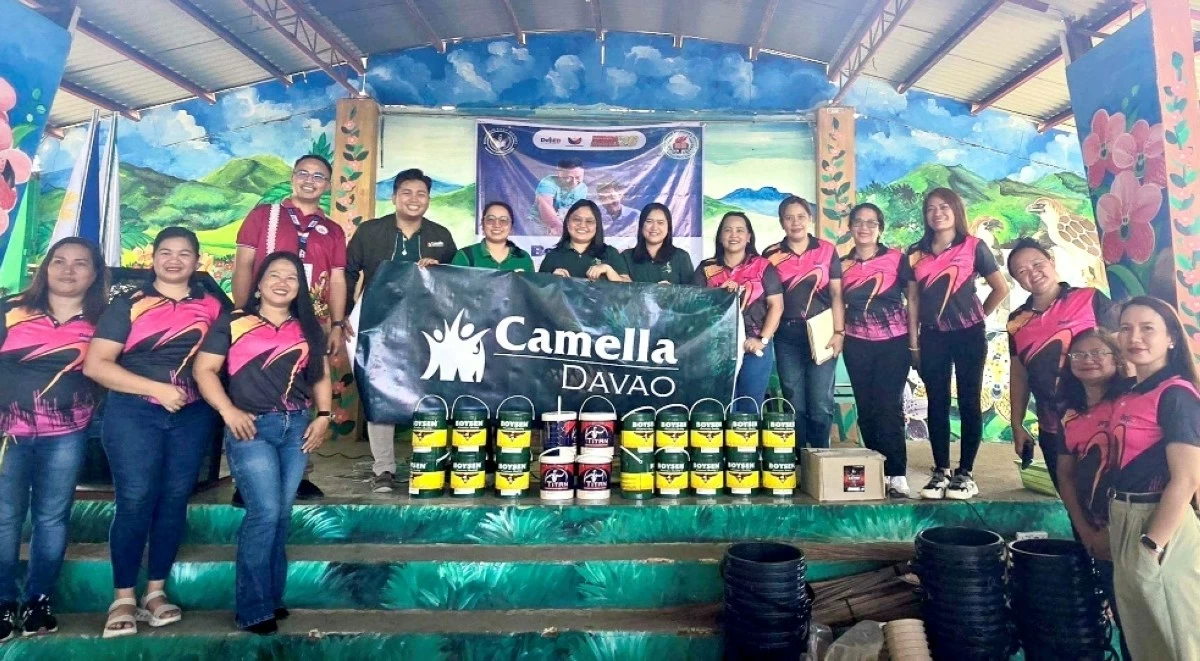 Camella Davao representatives turn over paint and construction materials to an adopted public school under DepEd’s Adopt-a-School Program, supporting school rehabilitation and repainting initiative