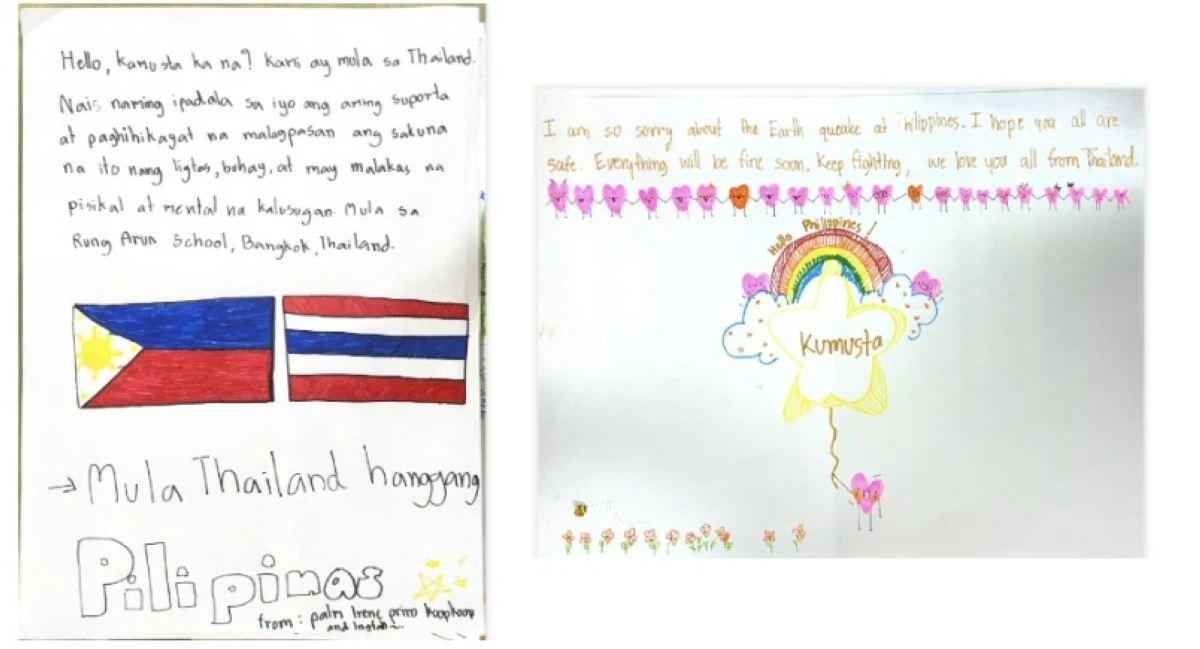 Filipino children affected by Mindanao earthquake receive 'letters of hope' from Thai students
