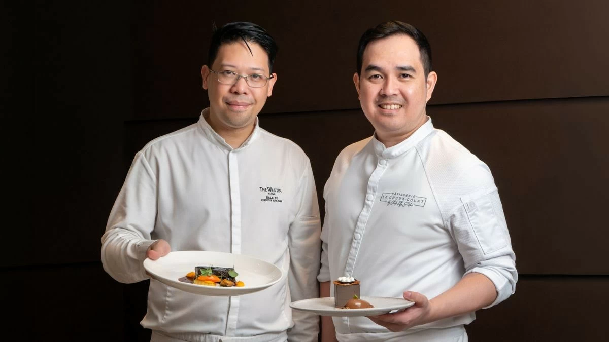SWEET COLLABORATION The Westin Manila Executive Sous Chef Daryl Yulo Sy and Chef Ely Salar of Le Choux-Colat and Aton Cacao Philippines team up to celebrate Philippine cacao through a limited-time seven-course degustation and Green Mondays dessert showcase (Photo: The Westin Manila)