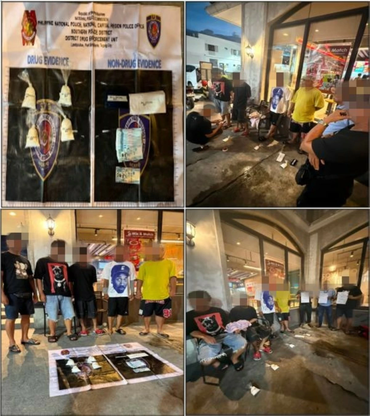 The four arrested drug suspects and the confiscated evidence seized during the buy-bust operation. (Photo from SPD)

