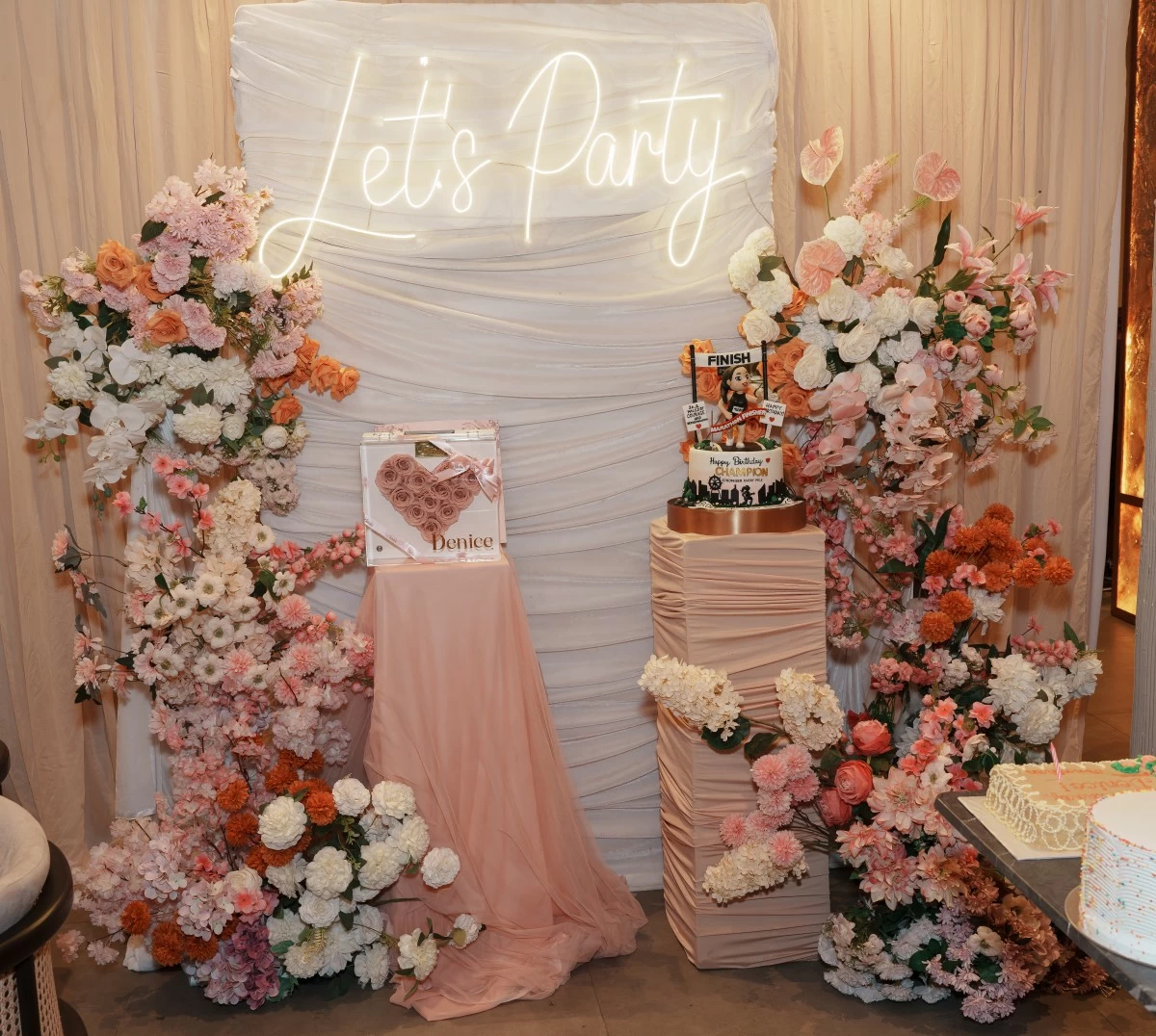 The 'Let's Party' backdrop gifted by my friend Diane Yap of Petalier & Flairfetti